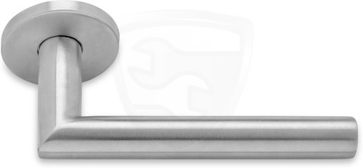 BASICS LB2-19 door handle left pointing to round rosette stainless steel (half pair) kopen in Alkmaar bij Postma en Postma